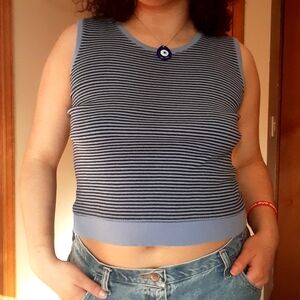 Striped Sleeveless Top - Blue